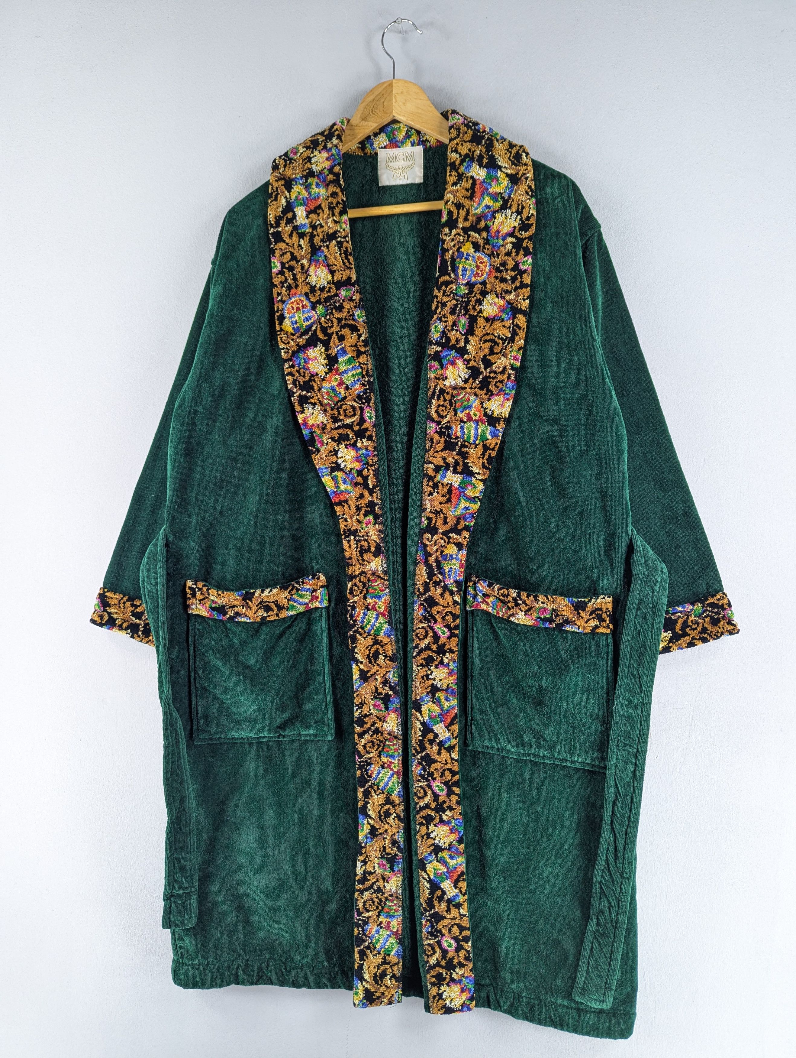 MCM Vintage MCM Velour Robe Green Gold Embroidery Logo Size US L / EU 52-54 / 3 - 2 Thumbnail