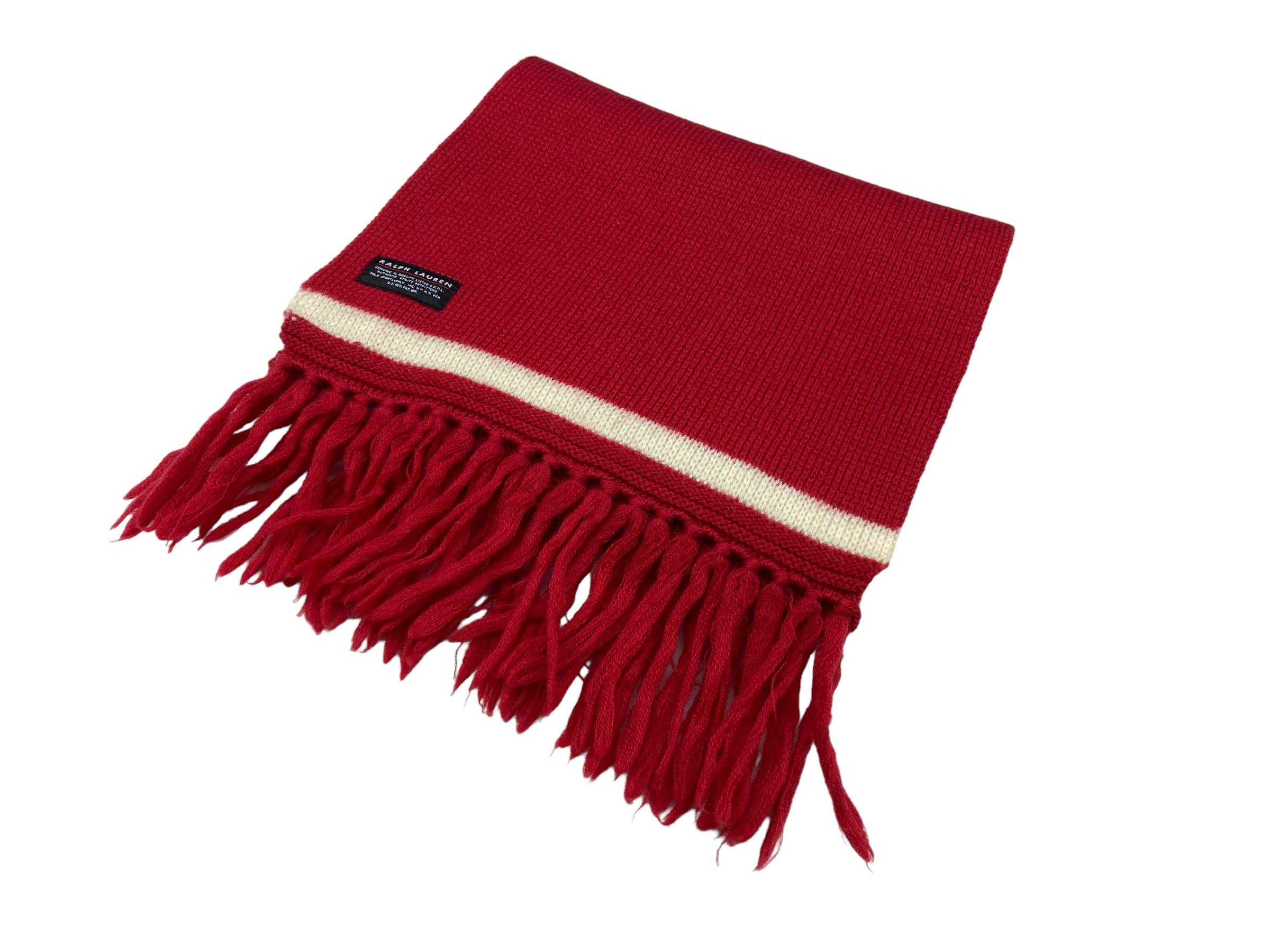 Ralph Lauren × Vintage Vintage Ralph Lauren Merino Wool Scarf - Red Size ONE SIZE - 3 Thumbnail