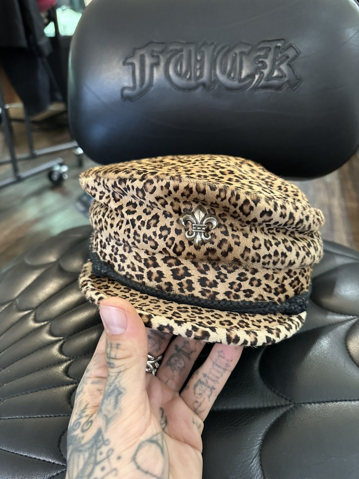 Chrome Hearts Chrome Hearts FULL LEOPARD CHEETAH CAPTAIN FLEUR HAT Size ONE SIZE - 3 Thumbnail
