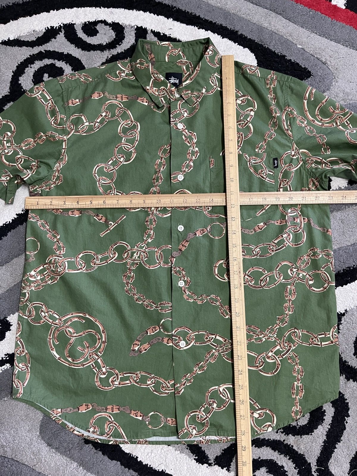 Stussy Stussy bamboo chain baroque logo shirt olive green Size US L / EU 52-54 / 3 - 12 Thumbnail