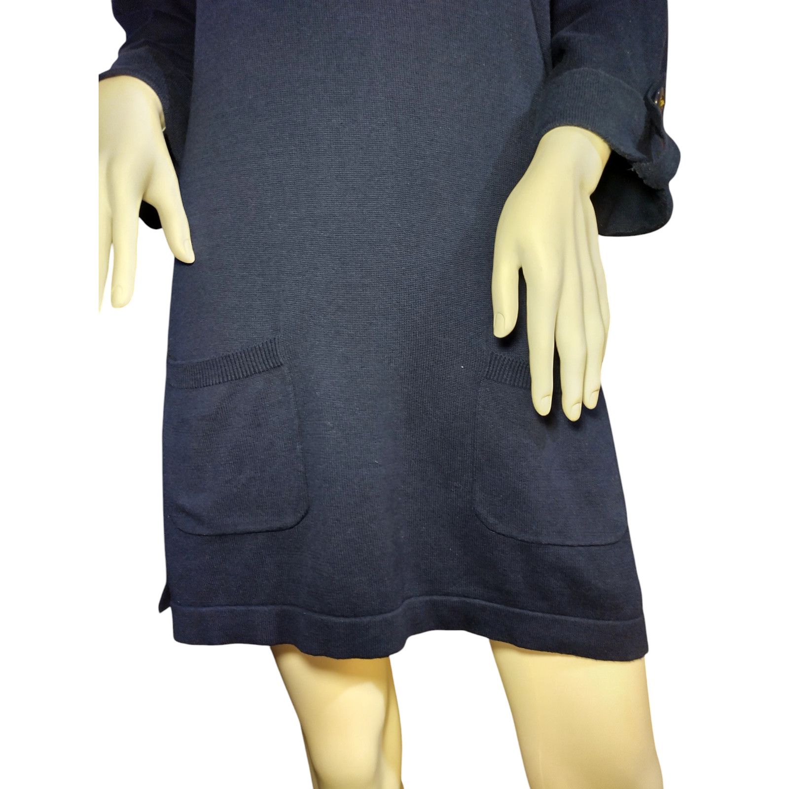 Denim & Co. D&Co. Womens Crewneck Sleeves Mini A-line Dress Blue Sz Md Size M / US 6-8 / IT 42-44 - 3 Thumbnail