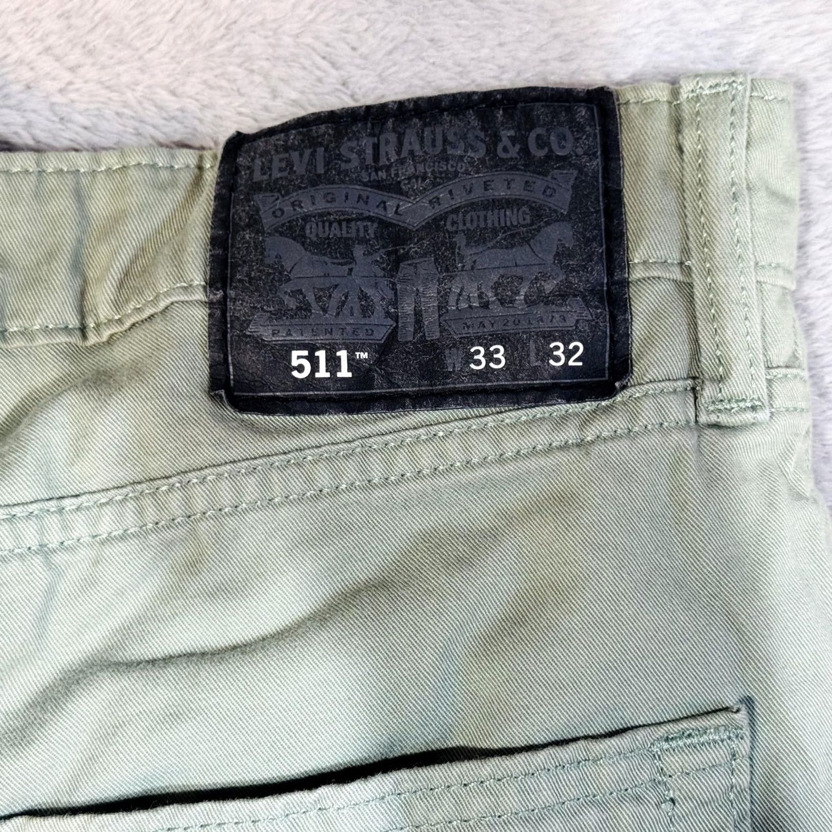 Levi's Levi's 511 Slim Taper Jeans Mens 33x32 Green Denim Zip Fly Mid Rise Slim Stretch Pocket 5-Pocket Coat? Size US 33 - 4 Thumbnail