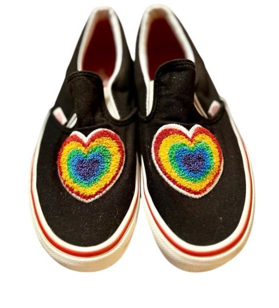 Vans Vans Classic Slip-Ons – Rainbow Heart Embroidery Size 4.5 Size US 4.5 / IT 34.5 - 1 Thumbnail