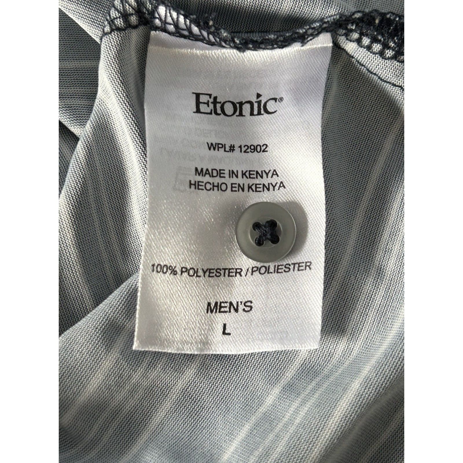 Vintage Etonic Polo Shirt Mens Large Navy Blue Striped Golf Regular UV Moisture Wicking Short Sleeve Collared Knit Polyester Sports Size US L / EU 52-54 / 3 - 6 Thumbnail