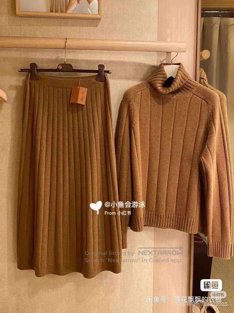 Loro Piana Loro Piana Ribbed Baby Cashmere Sweater and Skirt Set Size S / US 4 / IT 40 - 1 Thumbnail