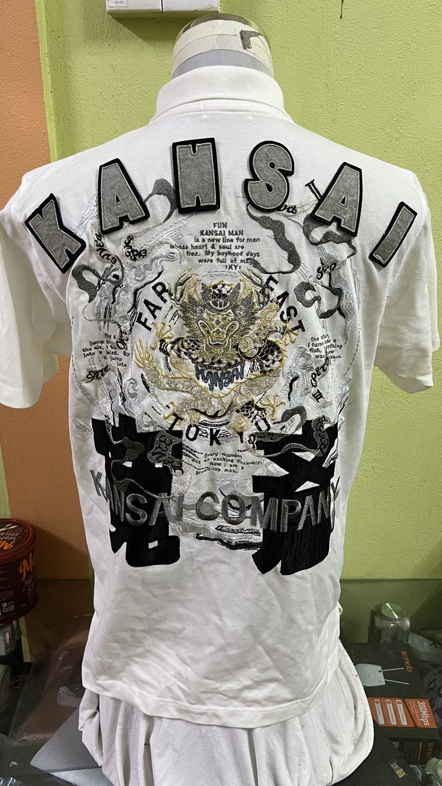 Japanese Brand VINTAGE 80-90s KANSAI MAN POLOS BIG DRAGON ART EMBROIDERY Size US L / EU 52-54 / 3 - 1 Thumbnail