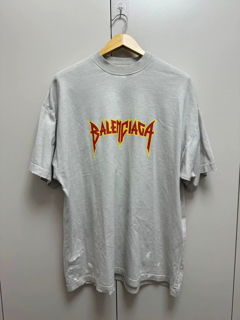 Balenciaga Balenciaga SS22 Rock Band Destroyed T-Shirt - Grey Size US S / EU 44-46 / 1 - 1 Thumbnail