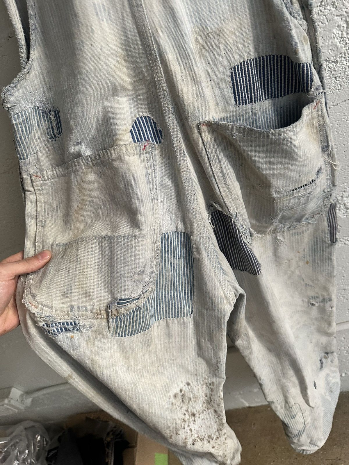 Original Montgomery × Vintage True Vintage Overalls 1940’s~50’s Thrashed and Patched Size US 29 - 8 Thumbnail