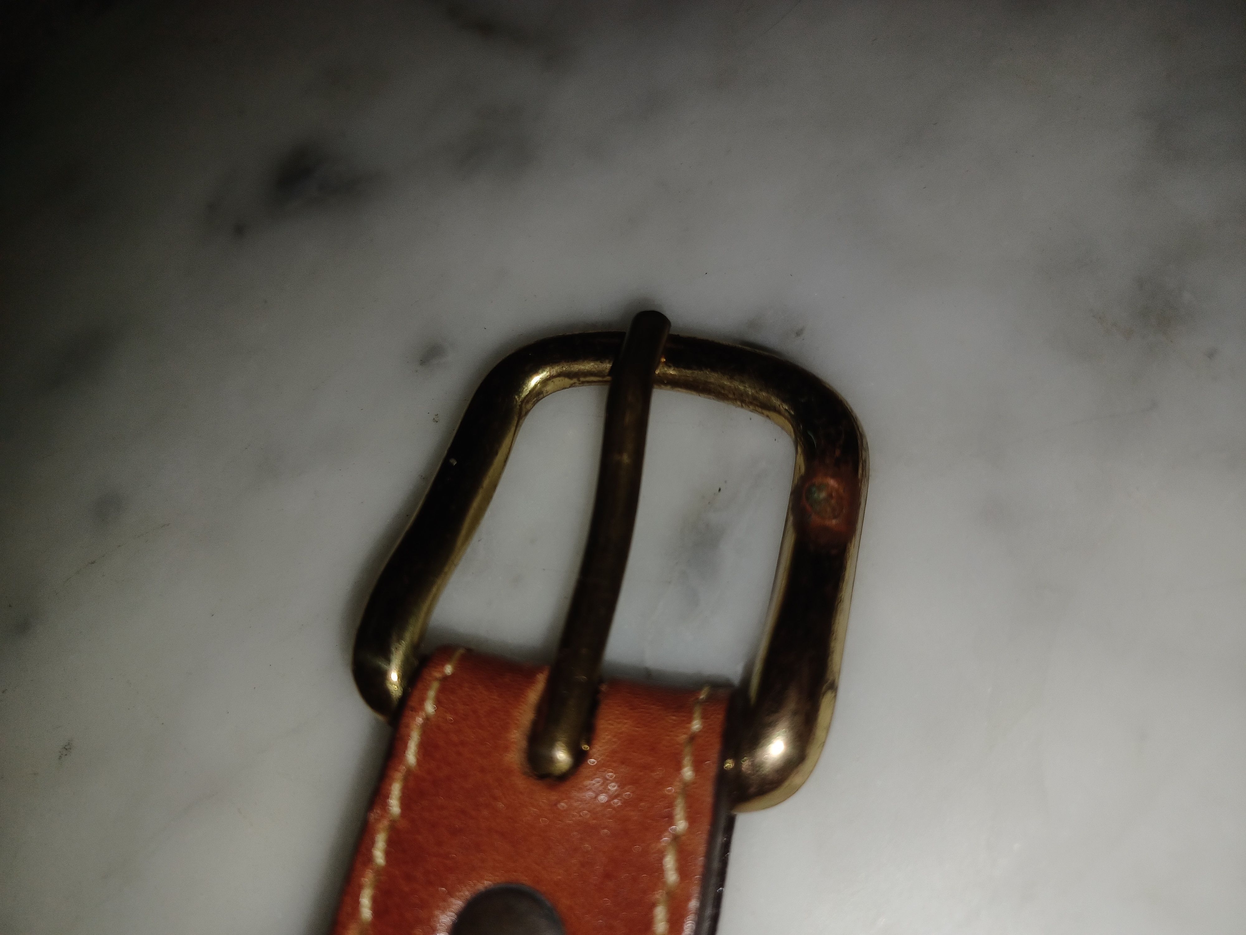 Other Leather Belt with Solid Brass Buckle Reddish Brown SZ 32 Size ONE SIZE - 2 Thumbnail