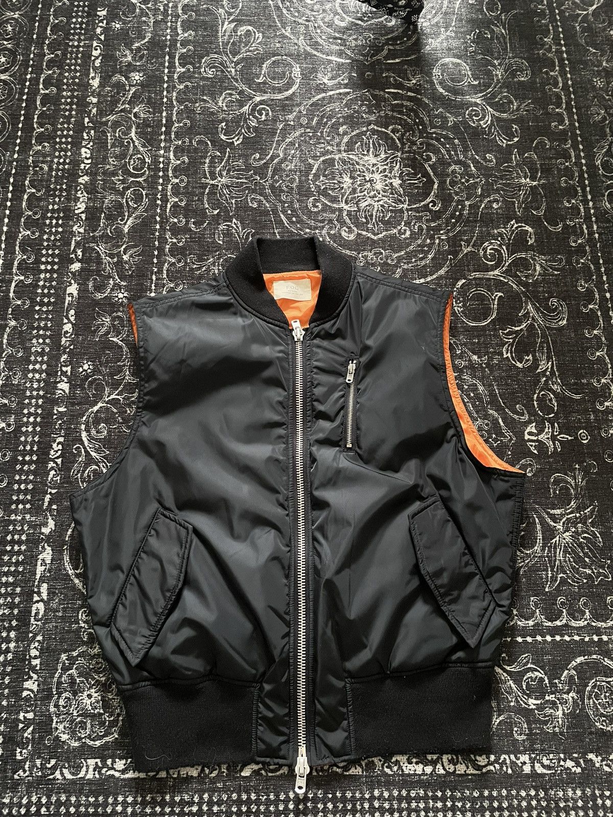 image of Essentials Fog Bomber Vest Collection 1 2015 in Black, Men's (Size Small)