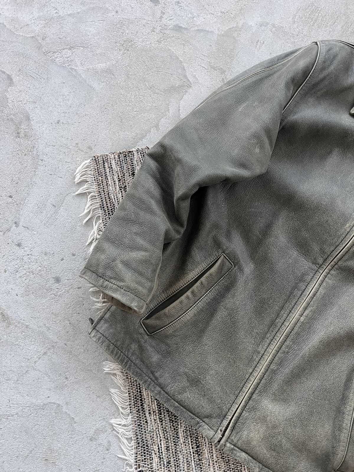 Genuine Leather Vintage Green-Grey Leather Coach Bomber Jacket Avantgarde Size XL / US 12-14 / IT 48-50 - 3 Thumbnail
