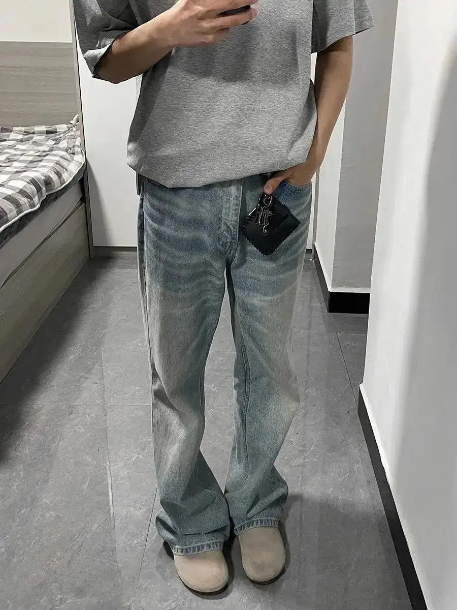Japanese Brand Loose straight washed micro flared jeans Size US 30 / EU 46 - 5 Thumbnail