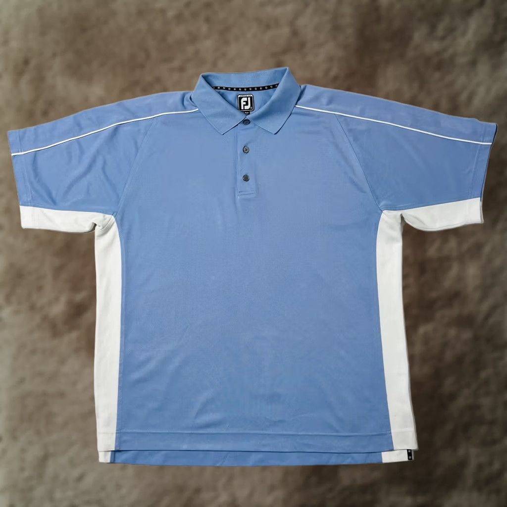 Footjoy FJ FootJoy Athletic Fit Short Sleeve Golf Polo Mens XL Blue White Color Block Polo Shirt Size US XL / EU 56 / 4 - 1 Thumbnail