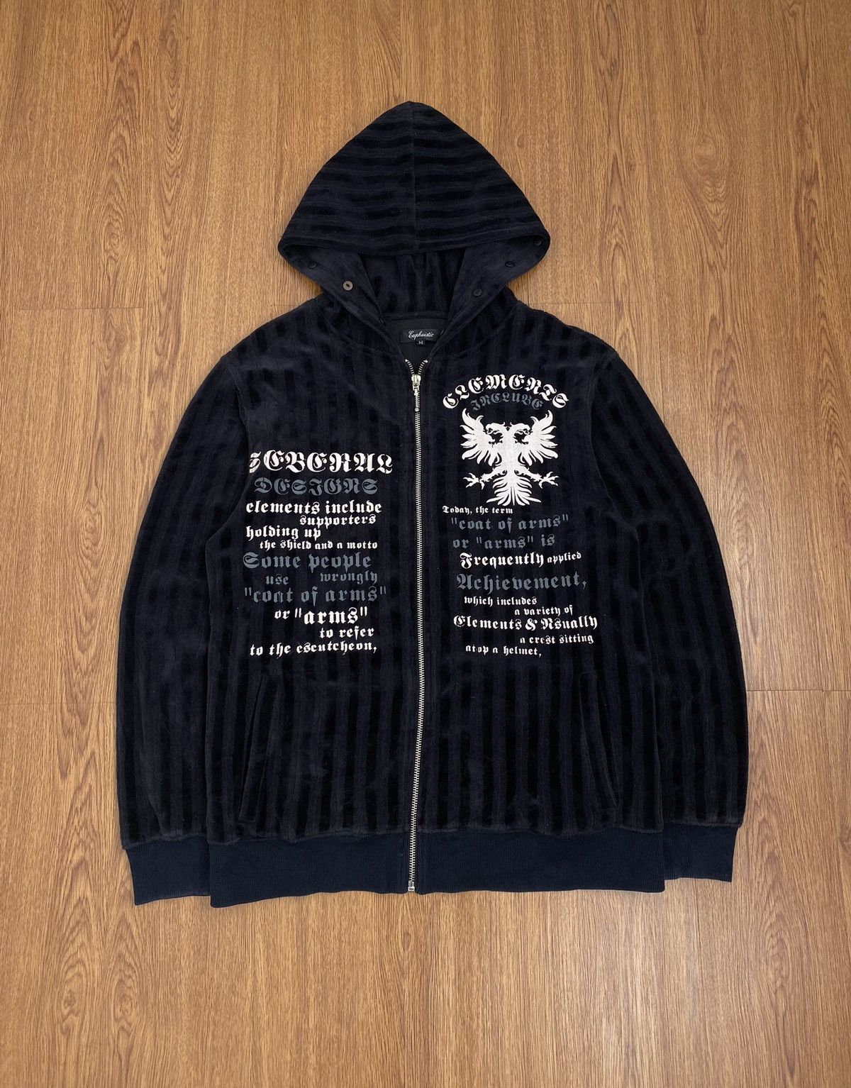 If Six Was Nine × Japanese Brand × Le Grande Bleu (L.G.B.) Black stripe velvet zip hoodie Size US M / EU 48-50 / 2 - 1 Thumbnail