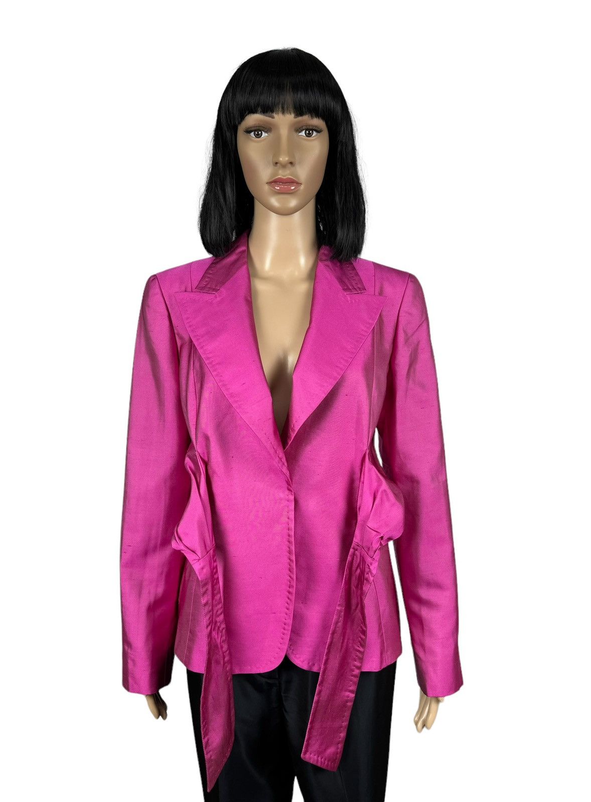Max Mara Max Mara Pianoforte Silk-Cotton Blazer Belted size US10 IT44 Size L / US 10 / IT 46 - 11 Thumbnail