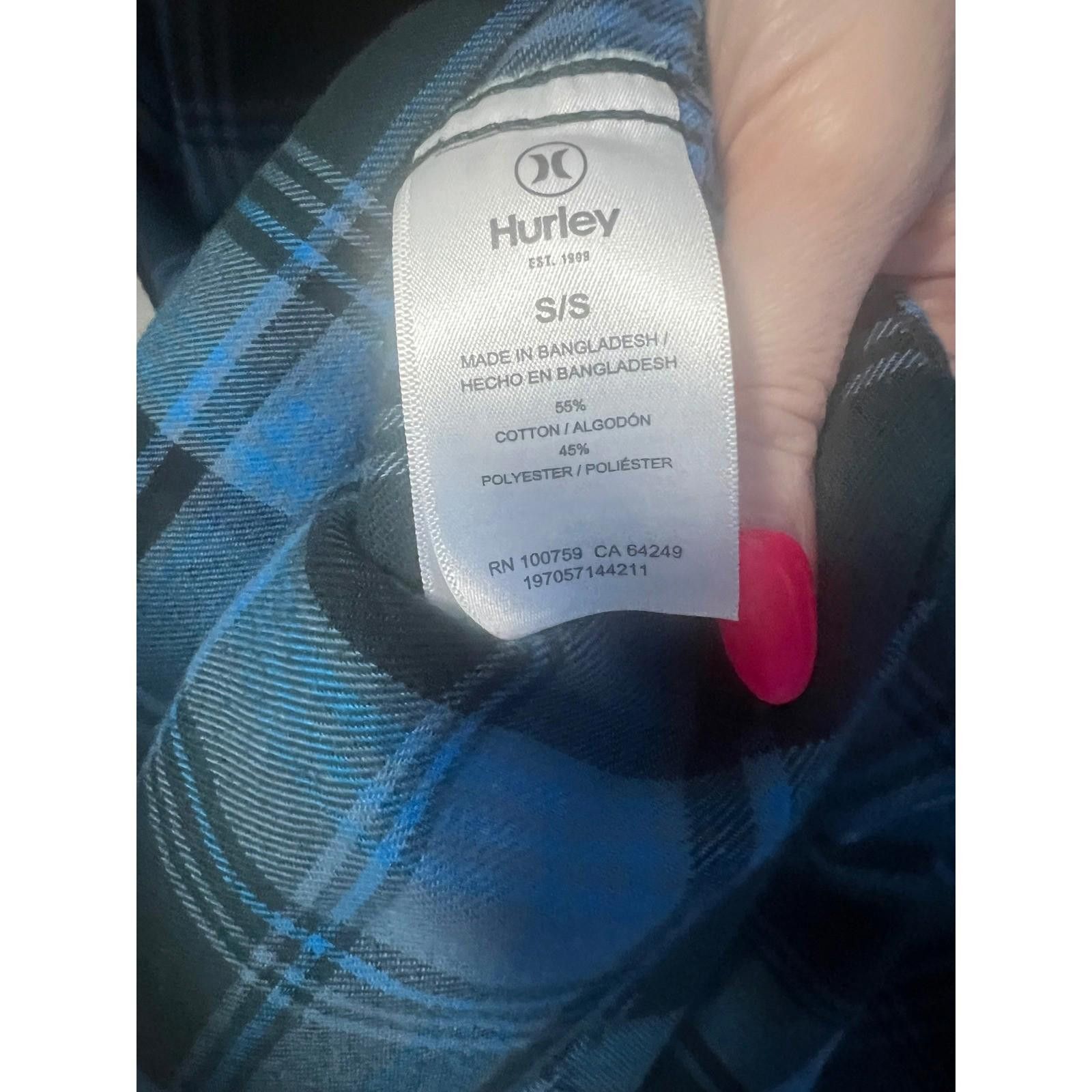 Hurley Hurley Flannel Shirt Long Sleeve Plaid Blue Black Mens Small Size US S / EU 44-46 / 1 - 3 Thumbnail