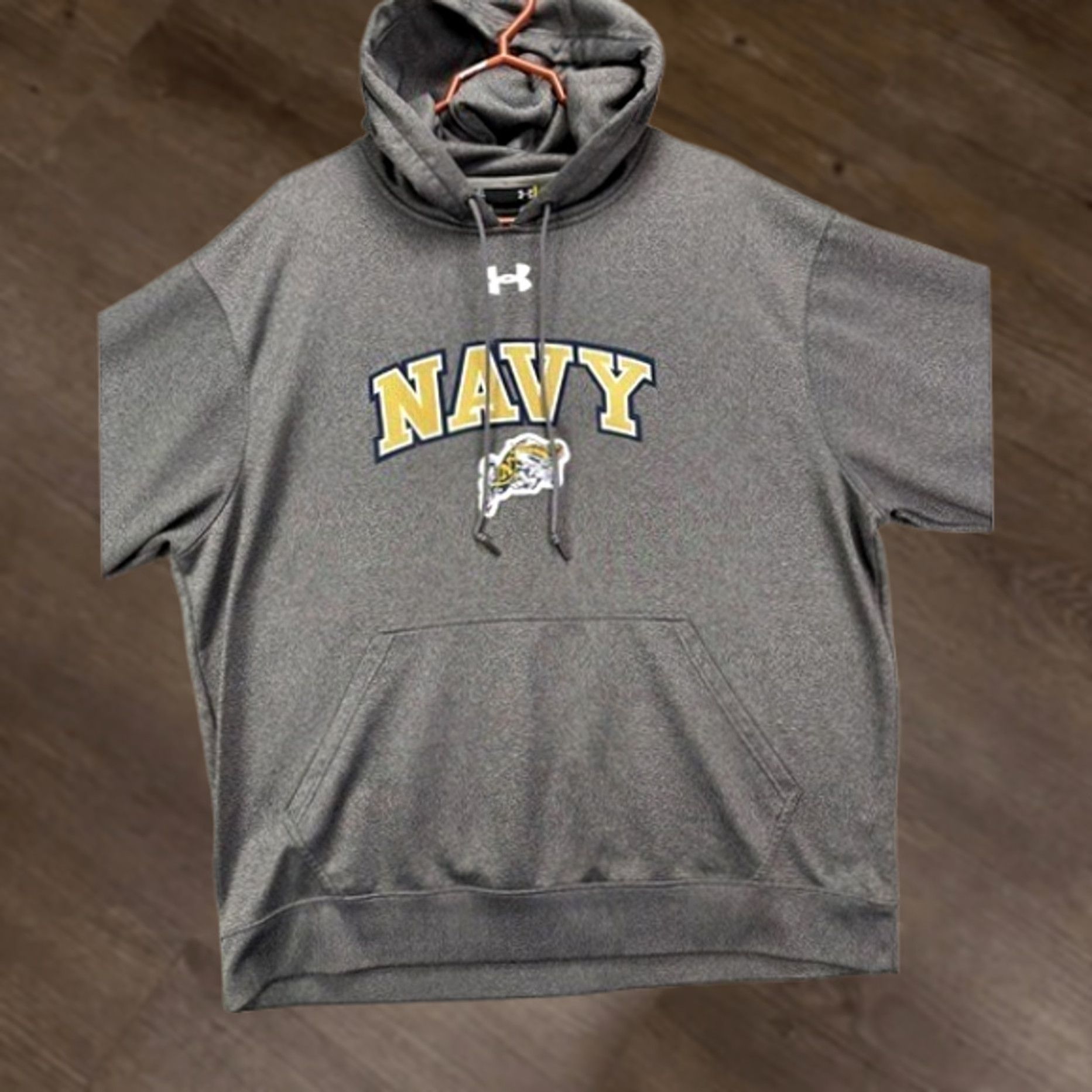 Under Armour Under Armour Hoodie Pullover Mens XL Gray Navy ZIP? Drawstring Not ZIP. Size US XL / EU 56 / 4 - 1 Thumbnail