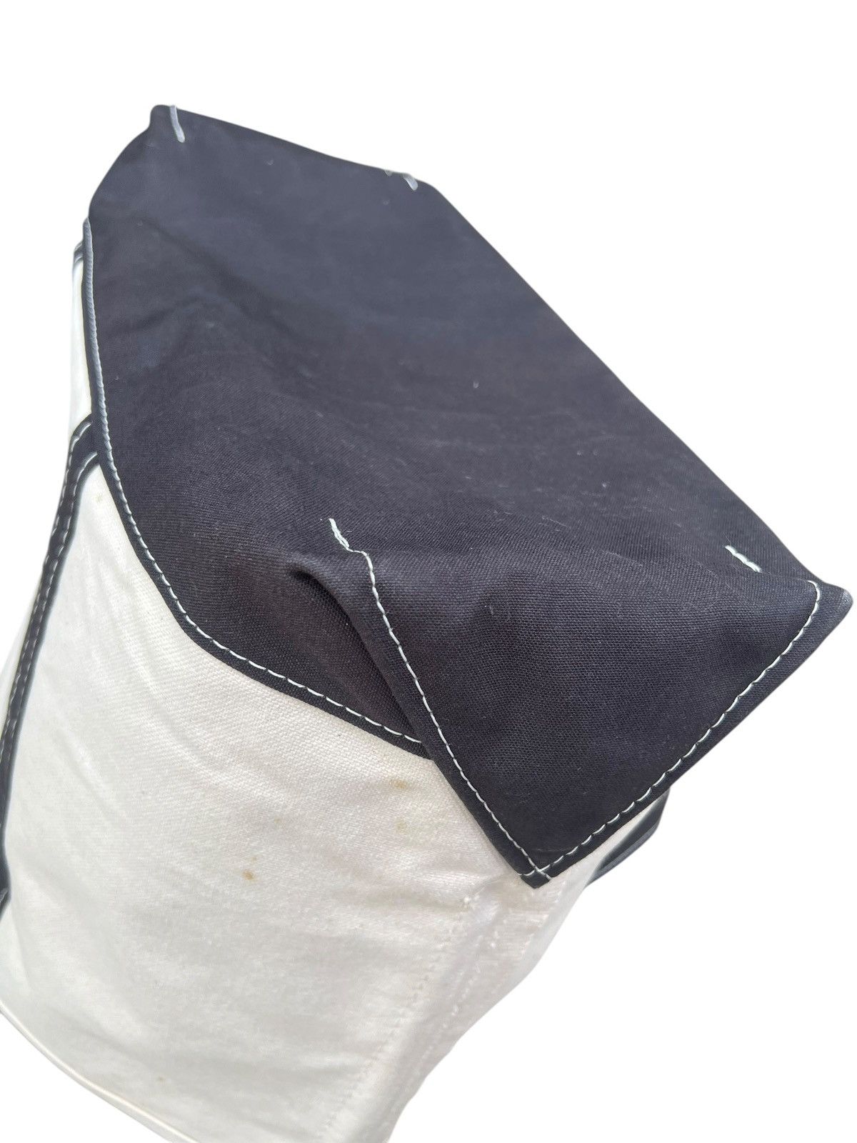 L.L. Bean 80s L.L. Bean Cotton Canvas White Black Big Tote Bag Size ONE SIZE - 15 Thumbnail