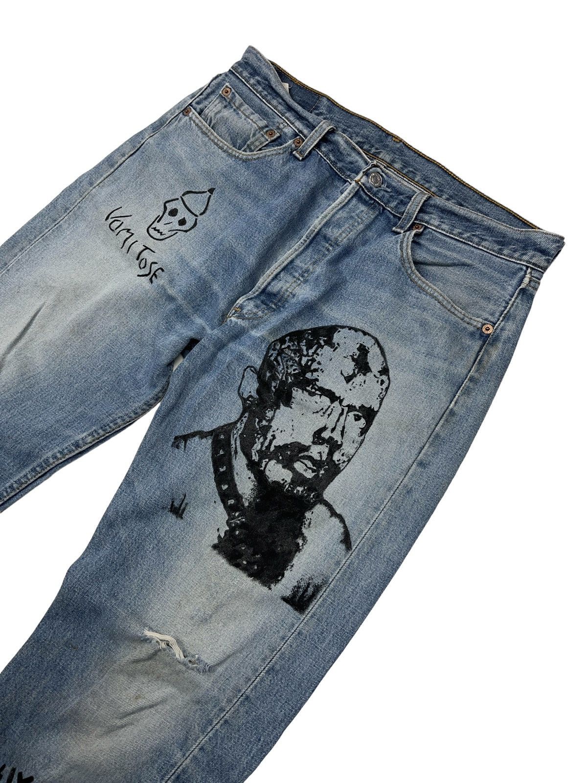 Band Tees Sick GG Allin Custom Hand Made Jeans On Vintage Levi’s 501 Size US 34 / EU 50 - 4 Thumbnail