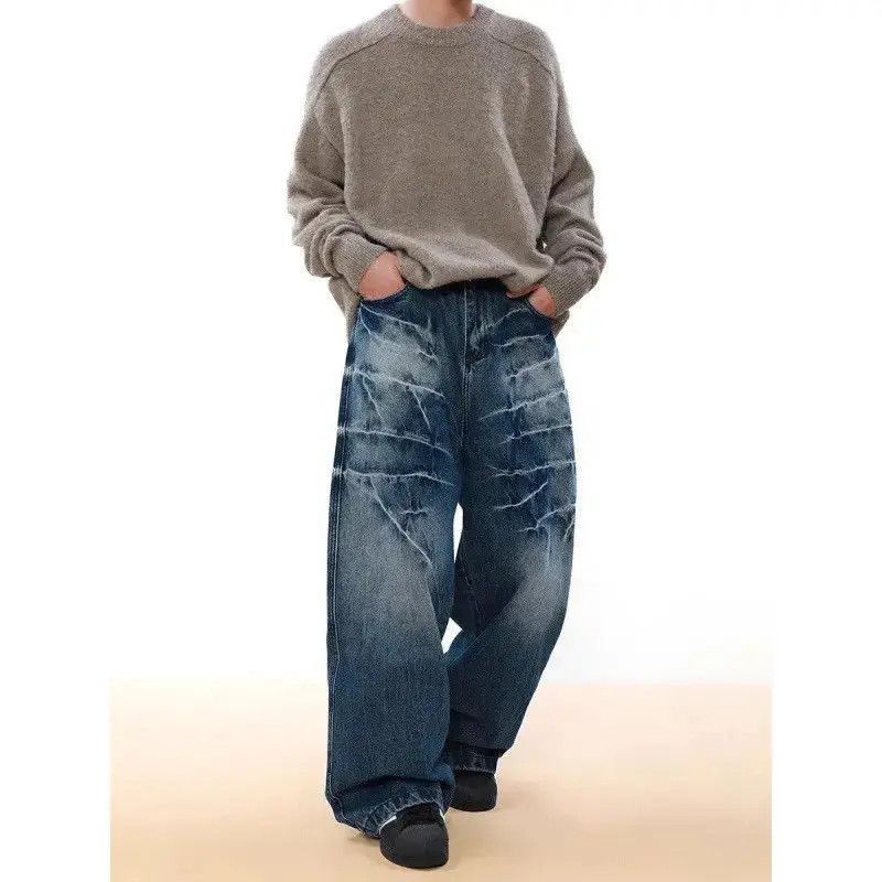 Japanese Brand Retro loose wide leg straight leg jeans Size US 32 / EU 48 - 4 Thumbnail