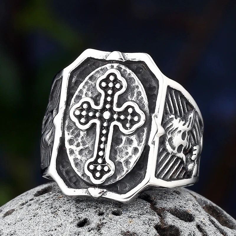 Japanese Brand × Jewelry × Vintage Cross Ring With Calvarium Skull Size ONE SIZE - 1 Thumbnail