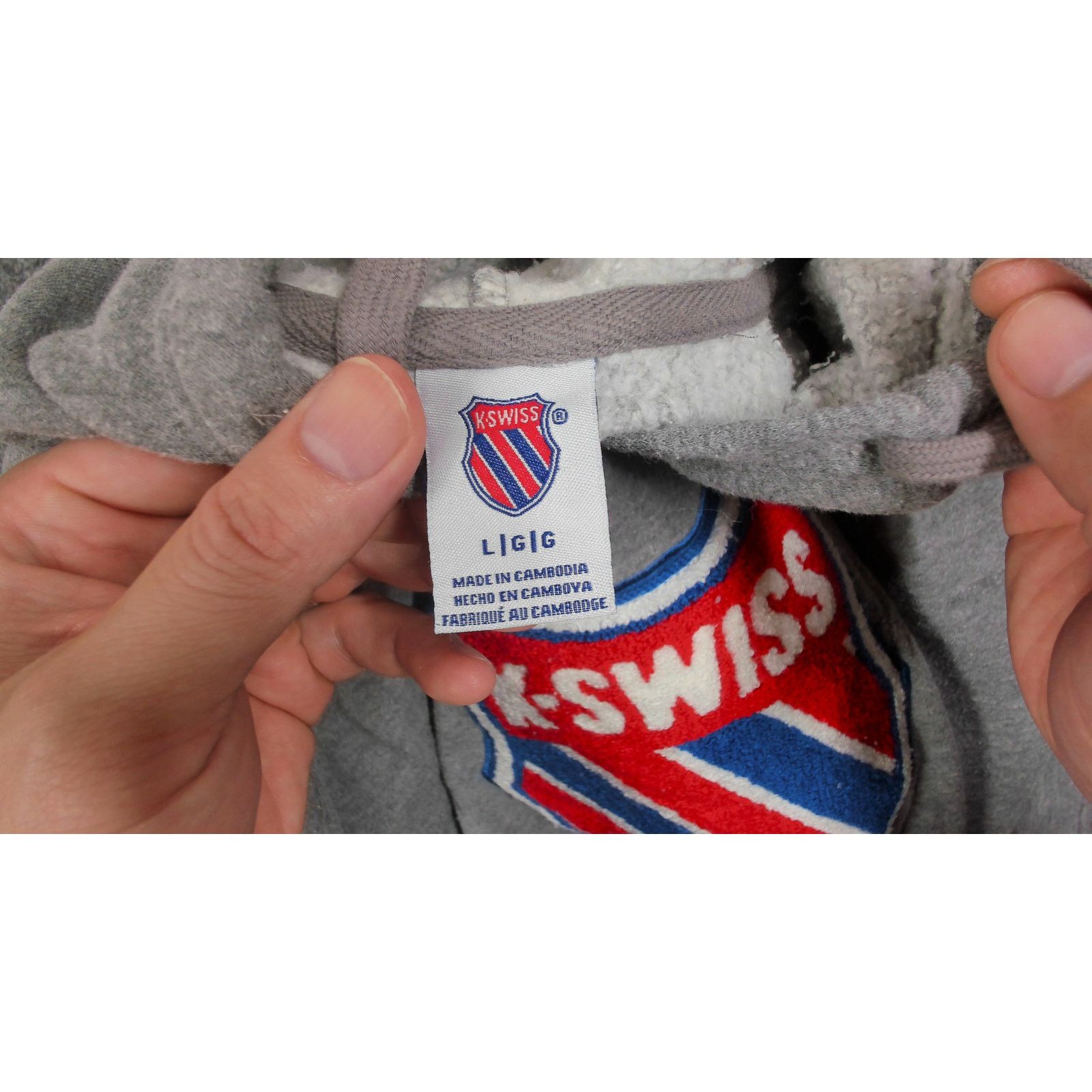 K-Swiss K-Swiss | Y2K Boxy Chenille Shield Patch Hoodie Gray Size L / US 10 / IT 46 - 7 Thumbnail