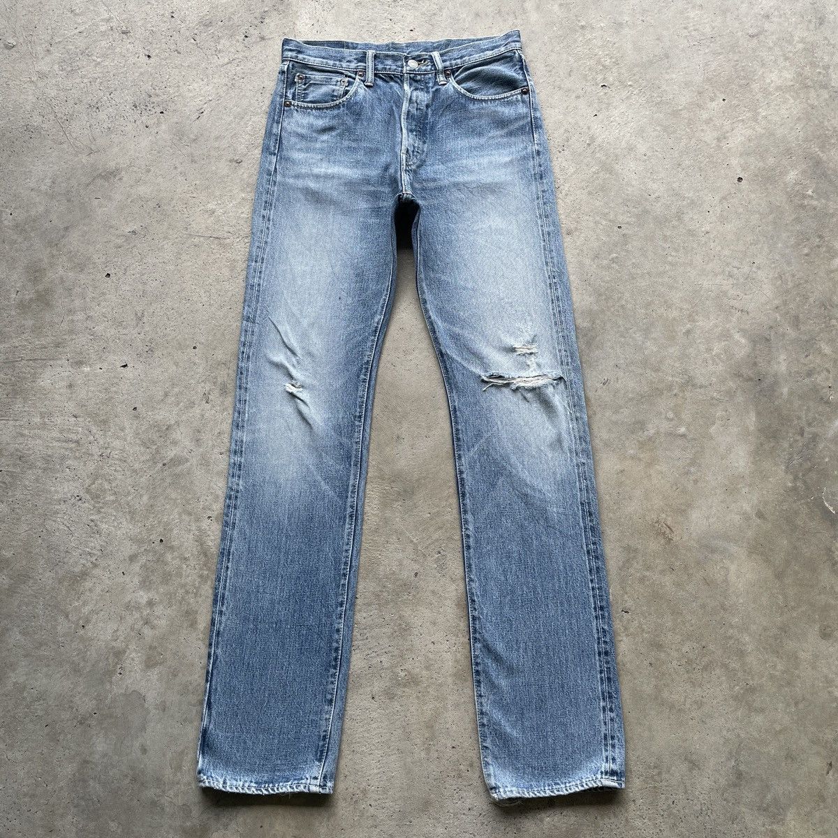 Japanese Brand Vintage StormyBlue Faded Selvedge Jeans Distressed Pants W31 Size US 31 - 1 Thumbnail