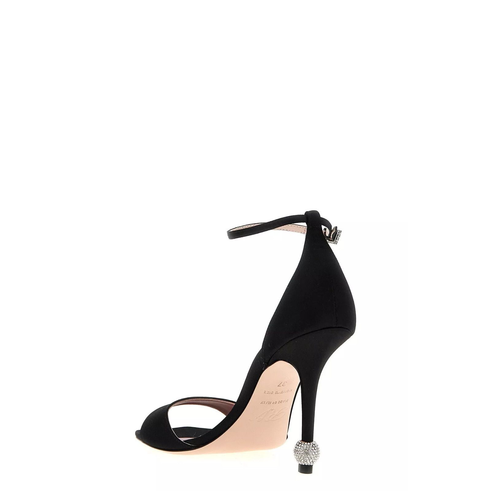 ROGER VIVIER Marlene Black Satin 100mm Heeled Sandal Pumps N