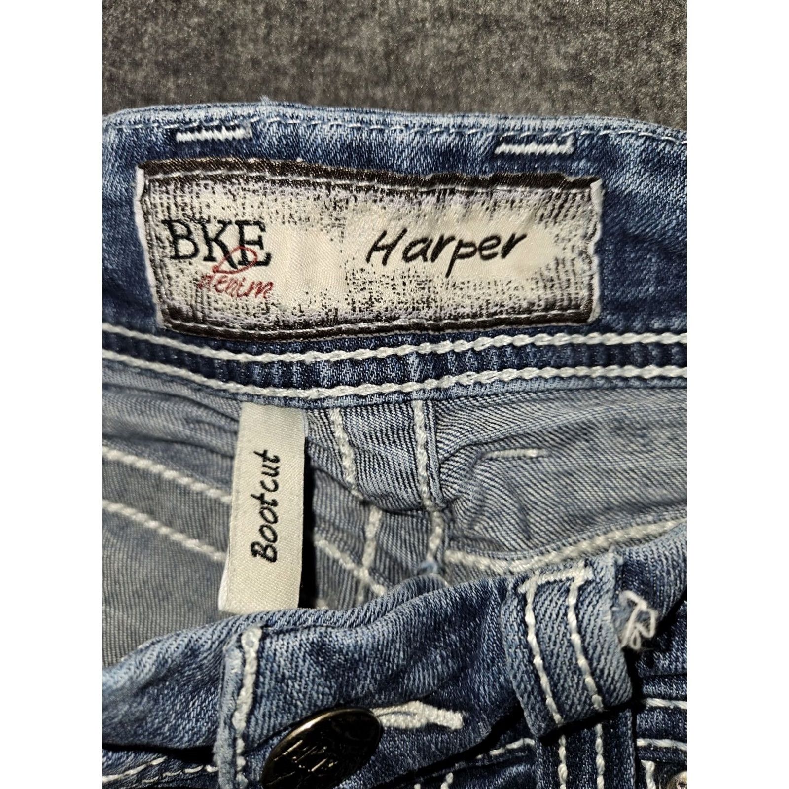 BKE BKE Harper Bootcut Jeans Womens 26 Regular Bootcut Blue Embroidered Low Rise 29in Inseam Denim Stretch N/A Size 26" / US 2 / IT 38 - 2 Thumbnail