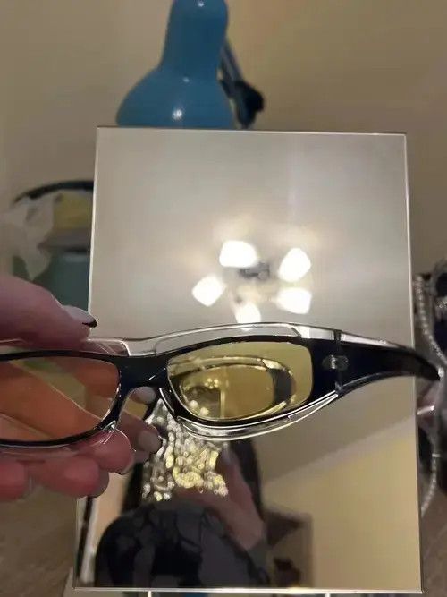 Designer Yellow Lense Cateye Glasses Punk Style Sunglasses Size ONE SIZE - 3 Thumbnail