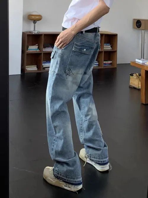 Japanese Brand × Jean High street washed distressed casual bootcut jeans Size US 32 / EU 48 - 4 Thumbnail