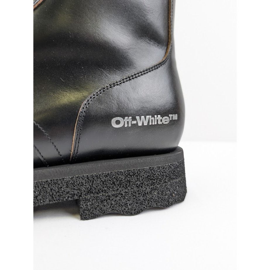 Off-White o1rshd1 Leather Sponge Combact Boots in Black Size US 12 / EU 45 - 7 Thumbnail
