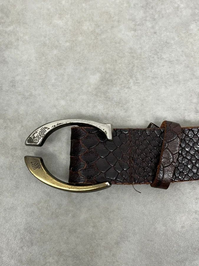 Just Cavalli 2000s Cavalli Brown Python Embossed Leather Belt Size ONE SIZE - 4 Thumbnail