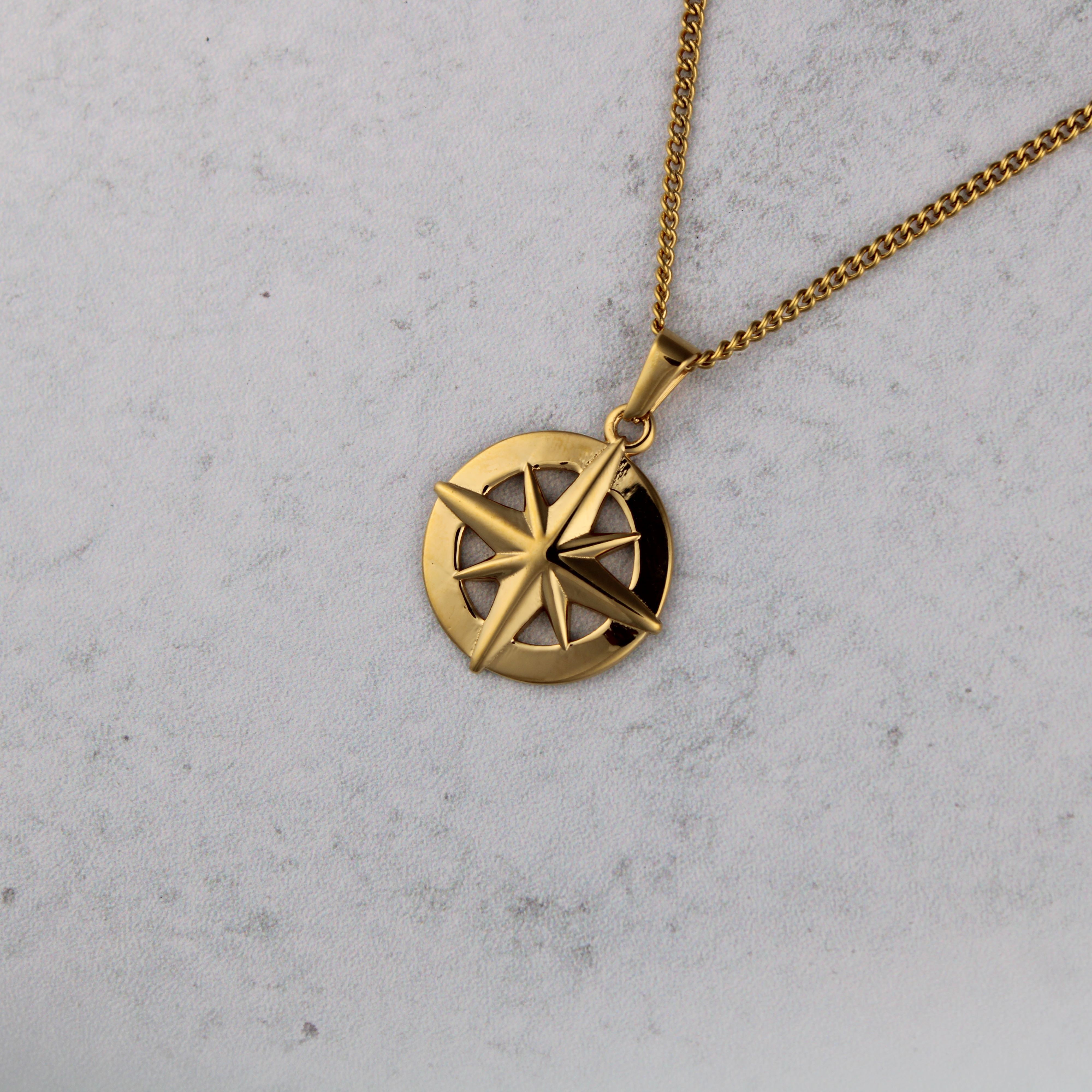 Jewelry Gold Compass Pendant Chain Necklace Size ONE SIZE - 1 Thumbnail
