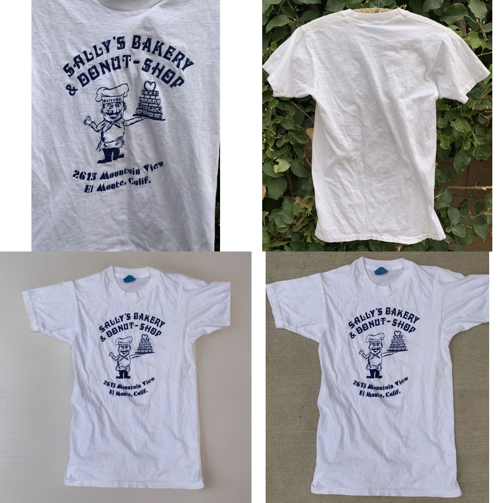 Vintage VINTAGE Screen Stars T-Shirt Men M Blue California Sally’s Bakery & Donut Shop El Monte Calif 1980s Graphic Print Cotton Size US M / EU 48-50 / 2 - 9 Thumbnail