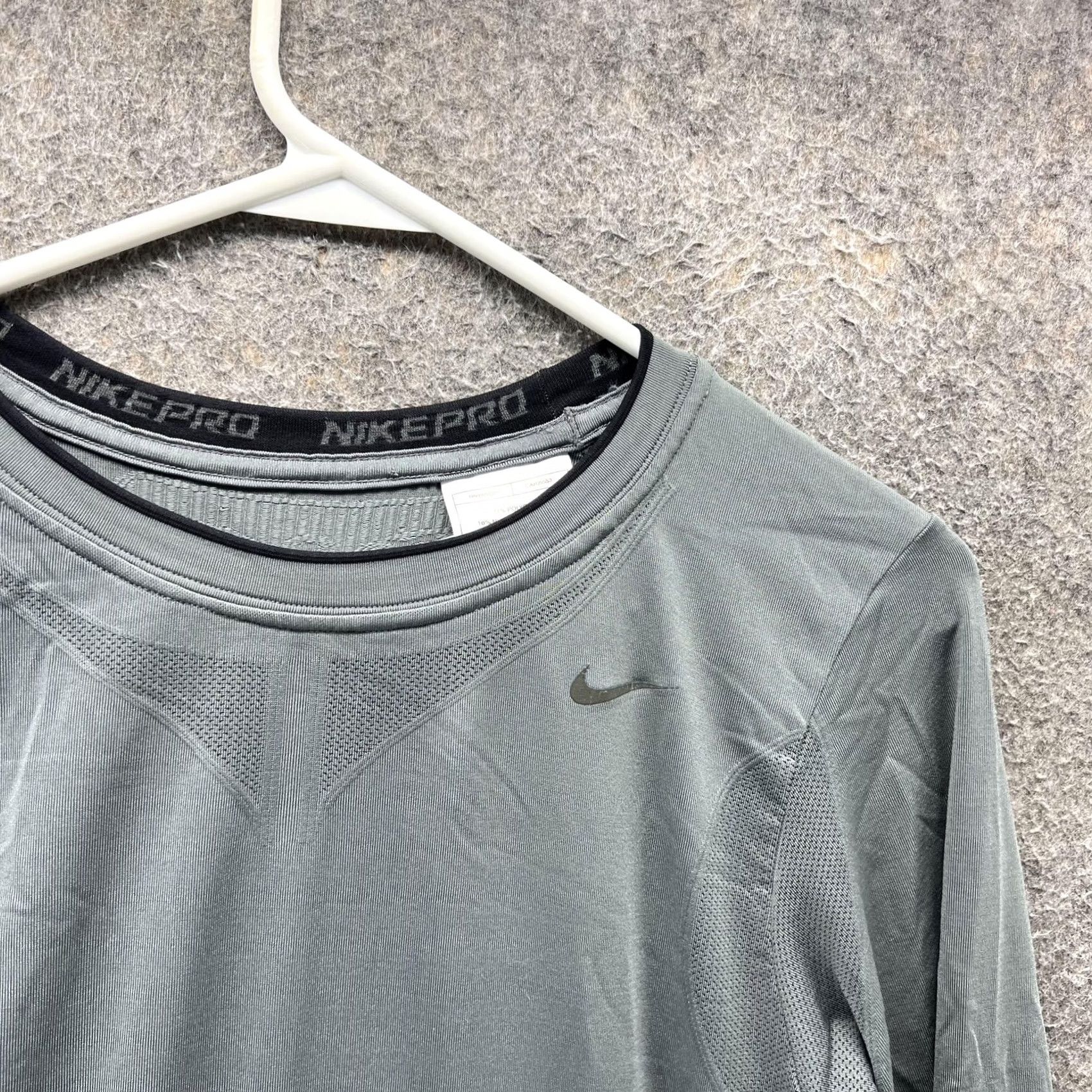 Nike Nike Pro Shirt Womens L Gray Long Sleeve Athletic Top Size L / US 10 / IT 46 - 7 Thumbnail