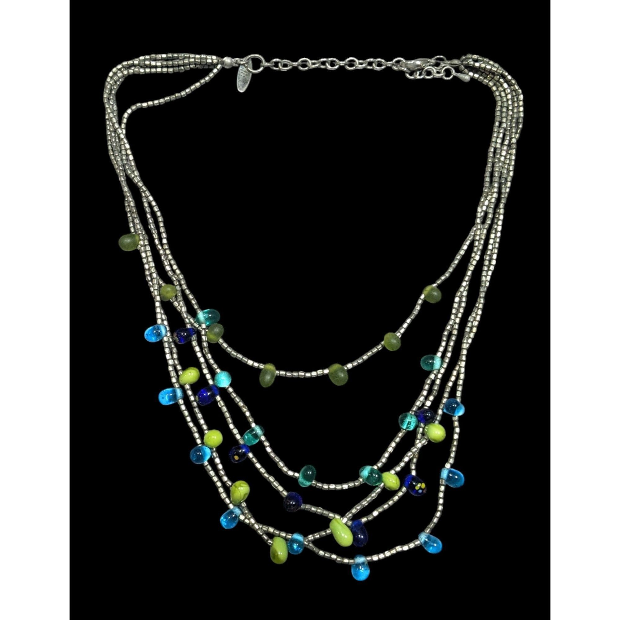 Other NY & Company Cool Tone Multilayer Glass Beaded Necklace Size ONE SIZE - 1 Thumbnail