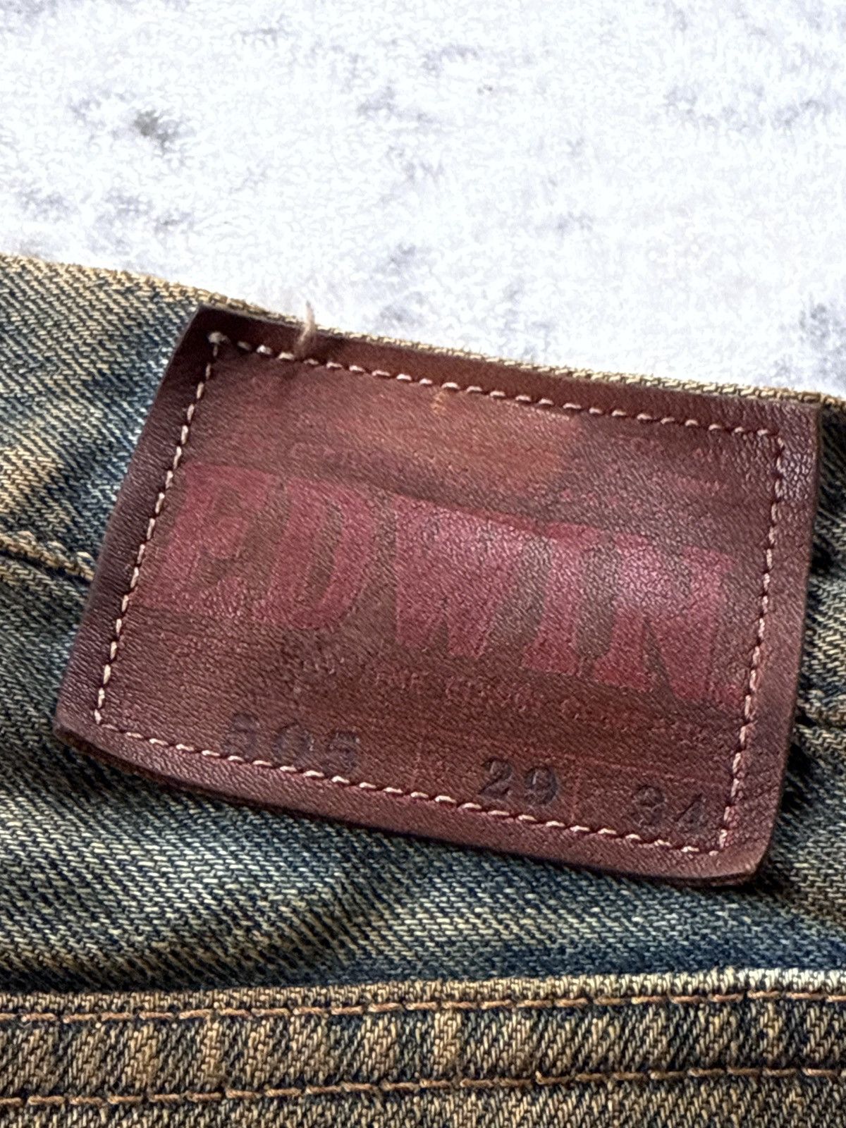 Edwin Edwin 505 OG Type 1 Mud Wash Distressed Selvedge Baggy Jeans Size US 29 - 18 Thumbnail