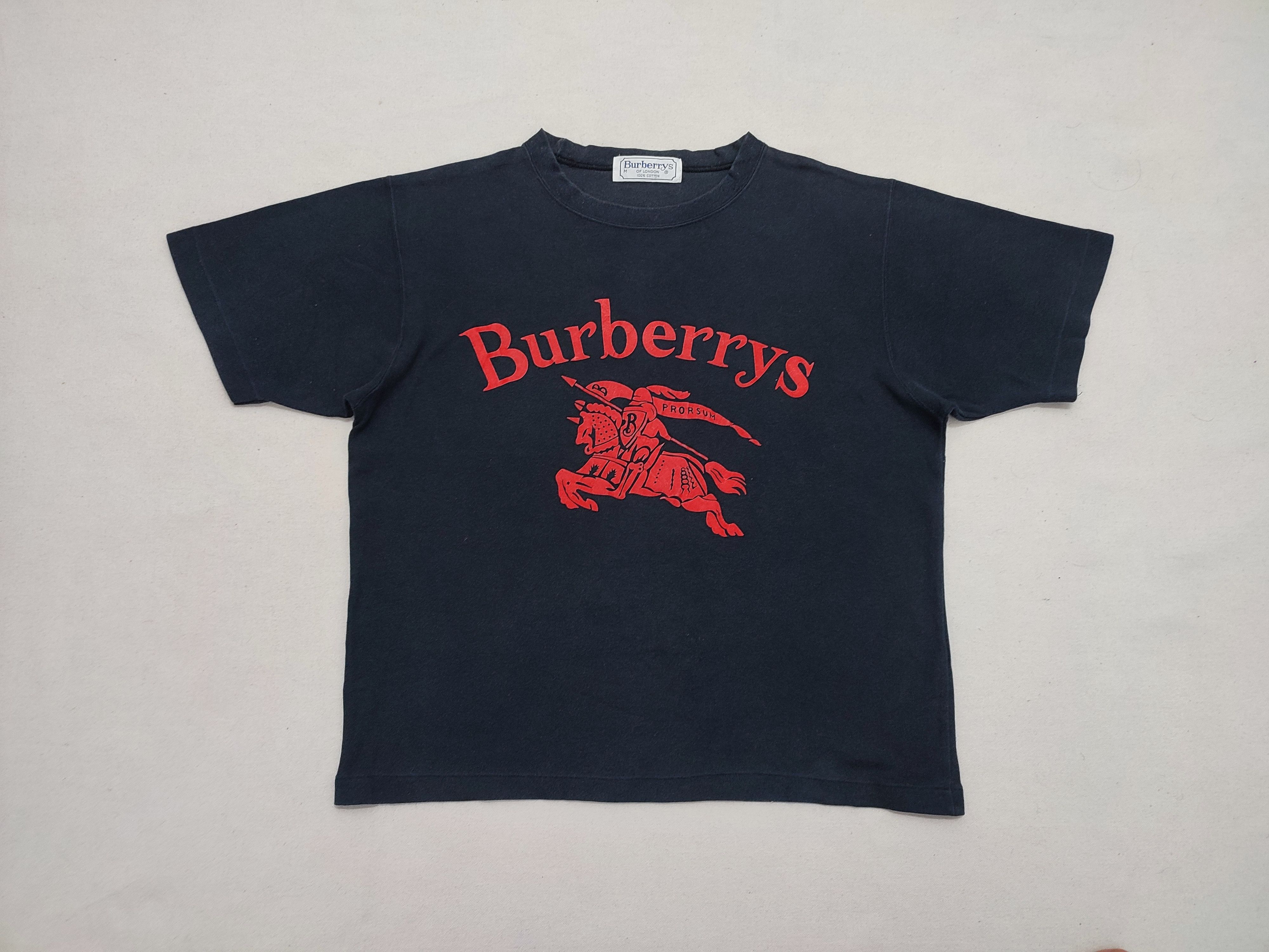 Burberry Vintage Burberrys Big Logo Crop Tee Size M / US 6-8 / IT 42-44 - 1 Thumbnail