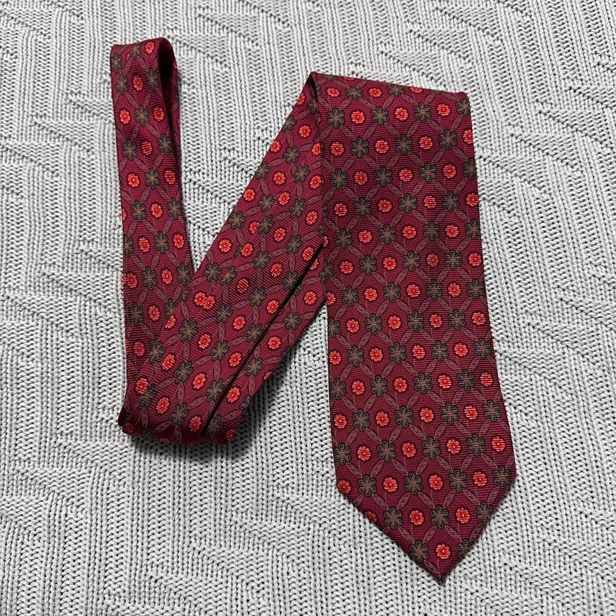 Ermenegildo Zegna Ermenegildo Zegna red floral geometric silk tie Size ONE SIZE - 1 Thumbnail