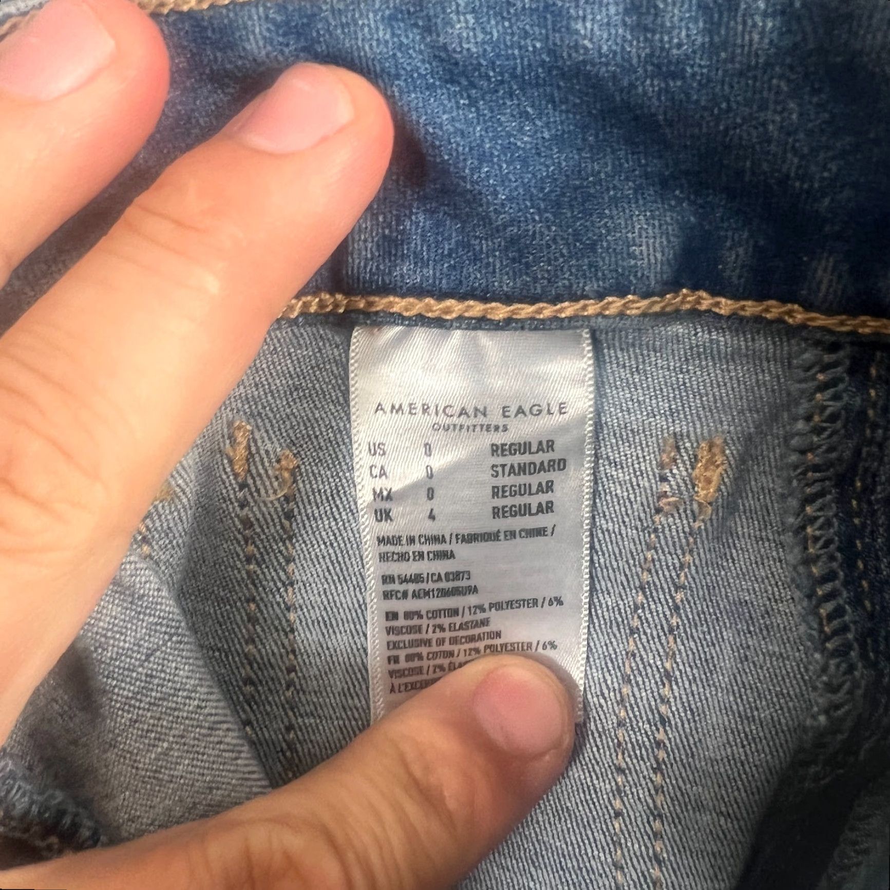Vintage American Eagle Jean Skirt Womens 0 Blue High Rise Mini Casual Stretch Denim Size 25" / US 0 / IT 36 - 6 Thumbnail
