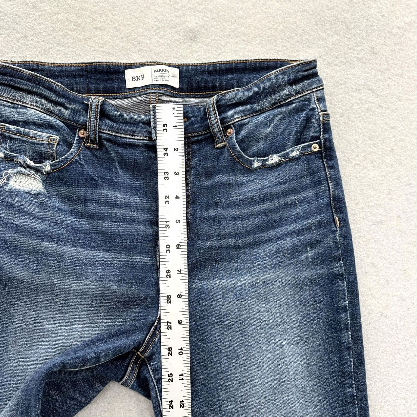 Vintage Buckle Parker High Rise Ankle Skinny Jeans Womens 27 Blue Distressed Raw Hem Distressed Pockets Stretch Jeans Womens 27 Blue Size 27" / US 4 / IT 40 - 7 Thumbnail