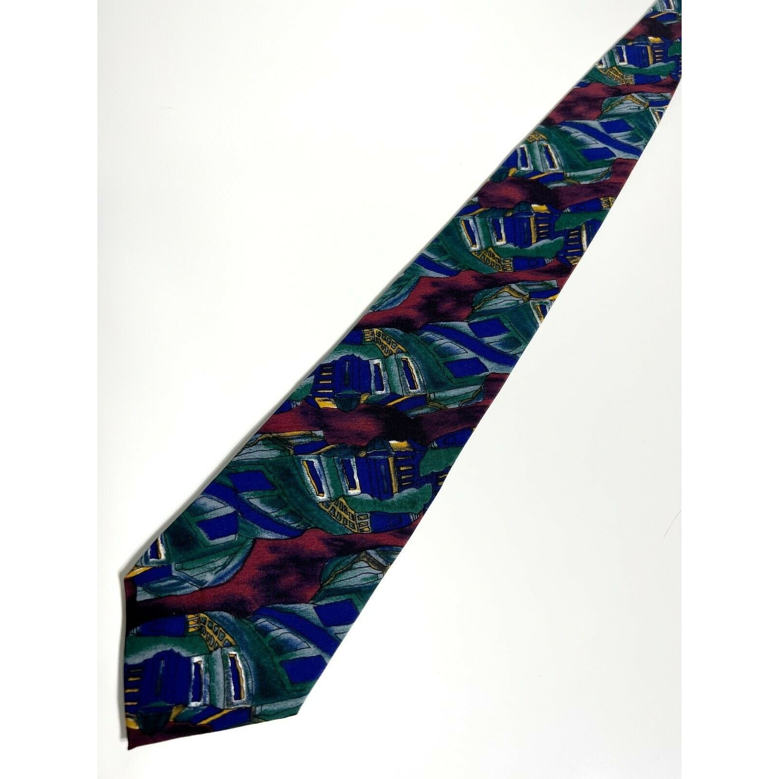 Other Jerry J Garcia Blue Red Green 100% Silk Necktie Neck Tie Size ONE SIZE - 1 Thumbnail