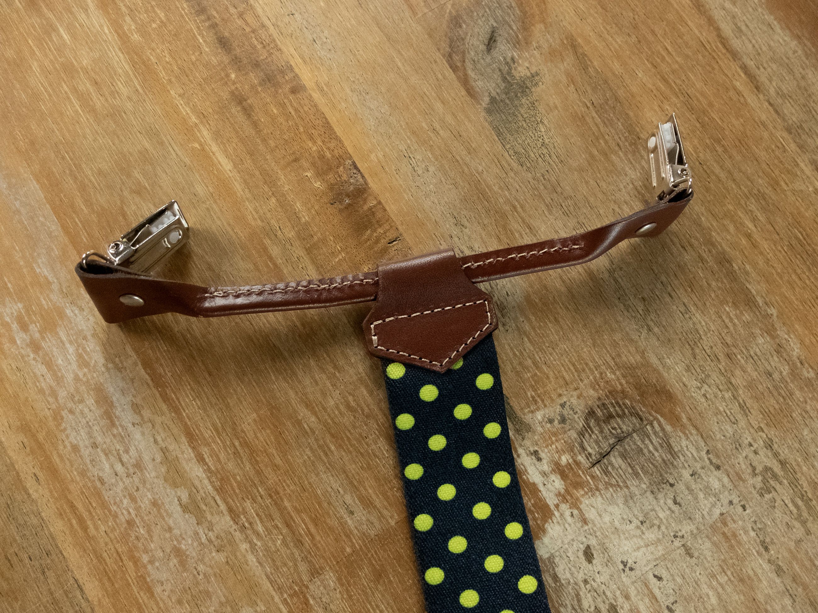 Other GALLO navy blue polka dots elastic & leather suspenders Size ONE SIZE - 5 Thumbnail