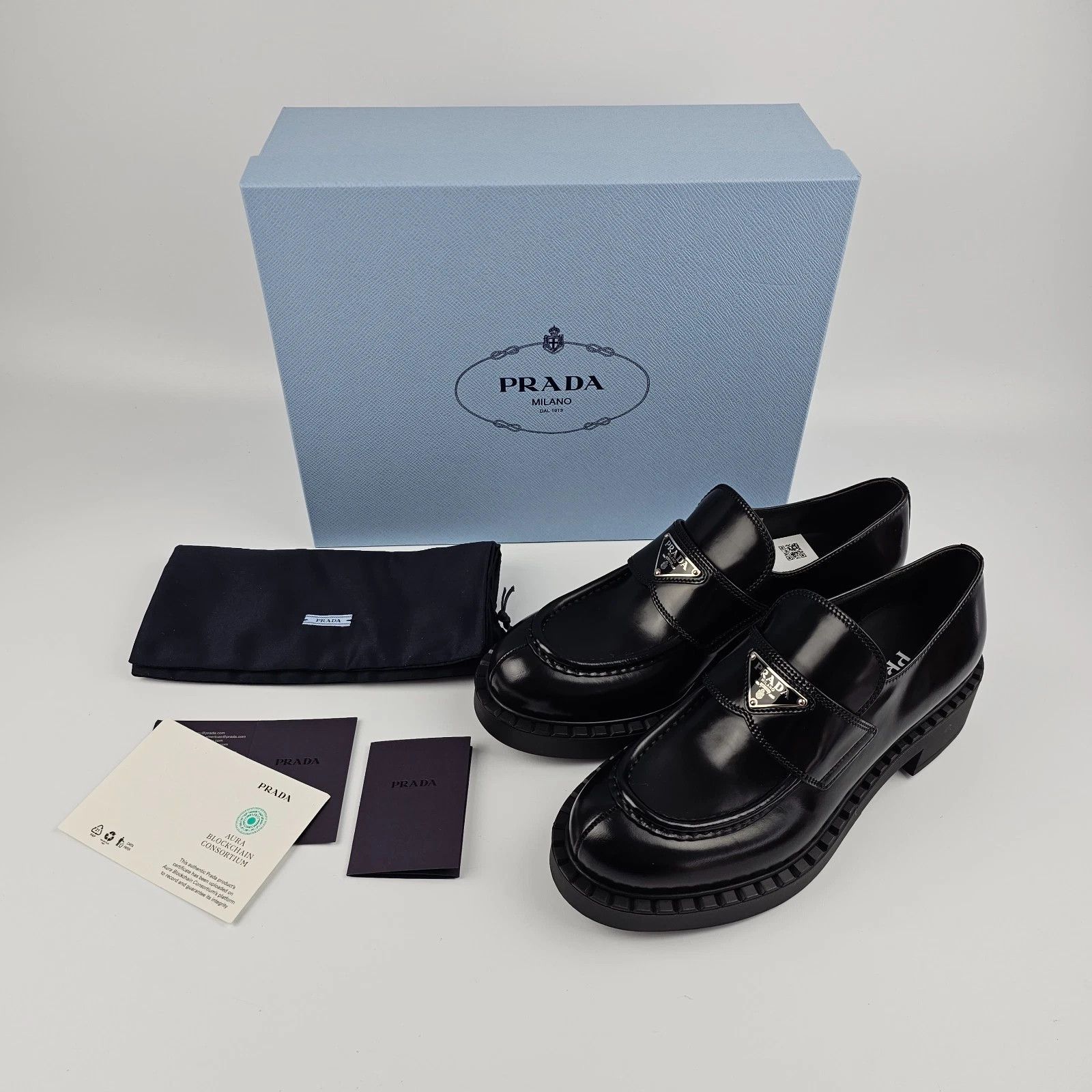 Prada PRADA Chocolate Black Leather Loafers New & Authentic Size US 11 / IT 41 - 4 Thumbnail