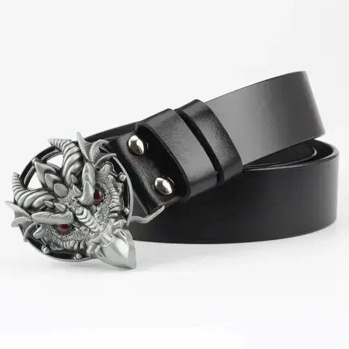Genuine Leather Dragon Buckle Leather Belt Size ONE SIZE - 1 Thumbnail