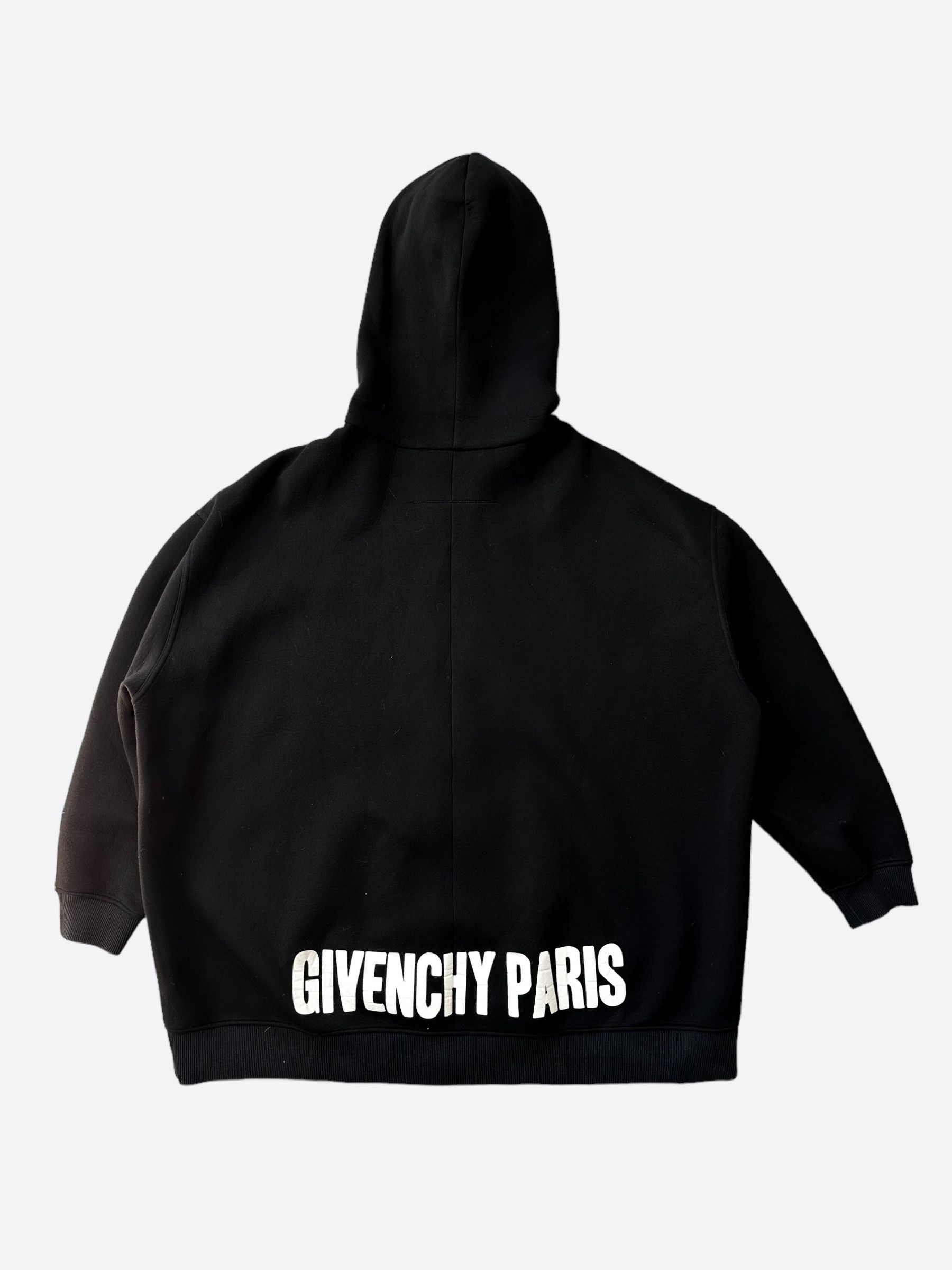Givenchy Black White Back Logo Zip Up Hoodie