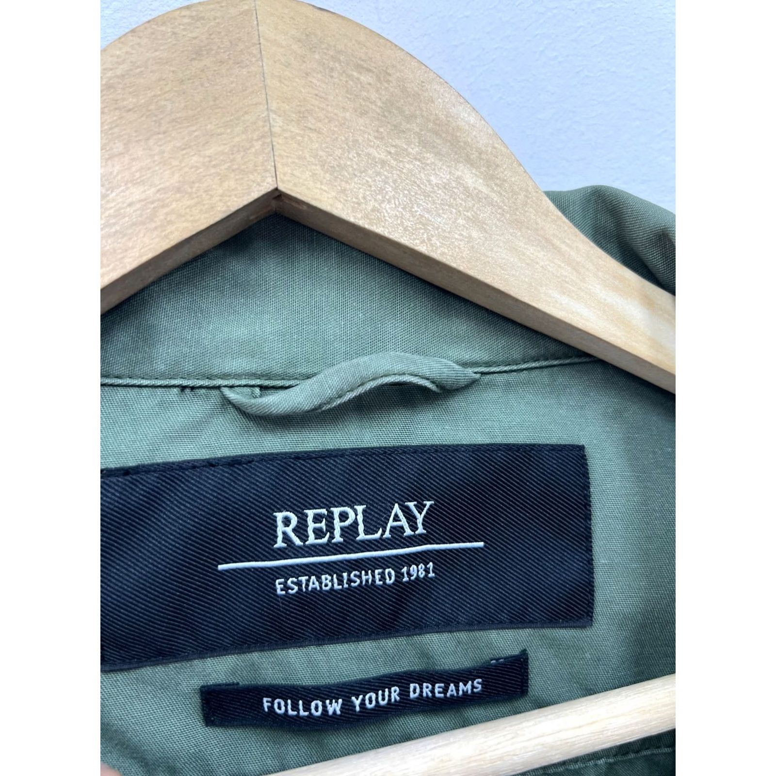 Replay Replay Jacket Womens L Khaki Logo Vintage Overshirt Blazer Military Patch Style Size L / US 10 / IT 46 - 7 Thumbnail