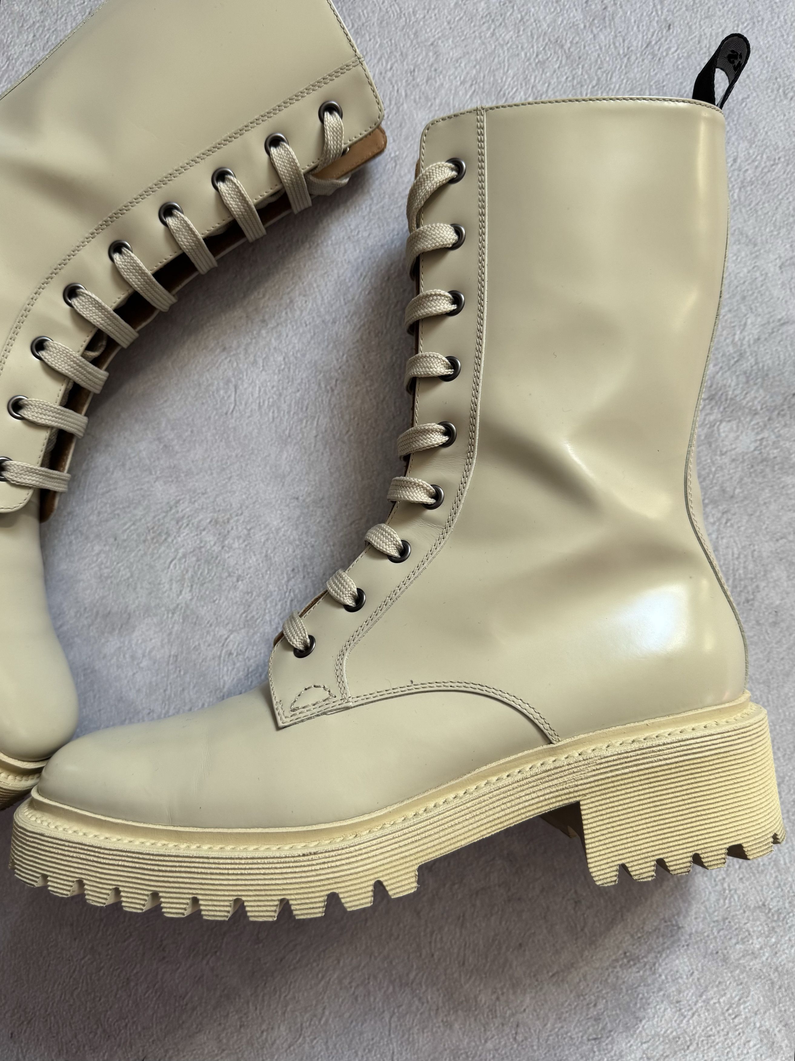 Church's Church's Gwyneth Leather Ankle Combat Boots Beige Size US 10 / IT 40 - 3 Thumbnail