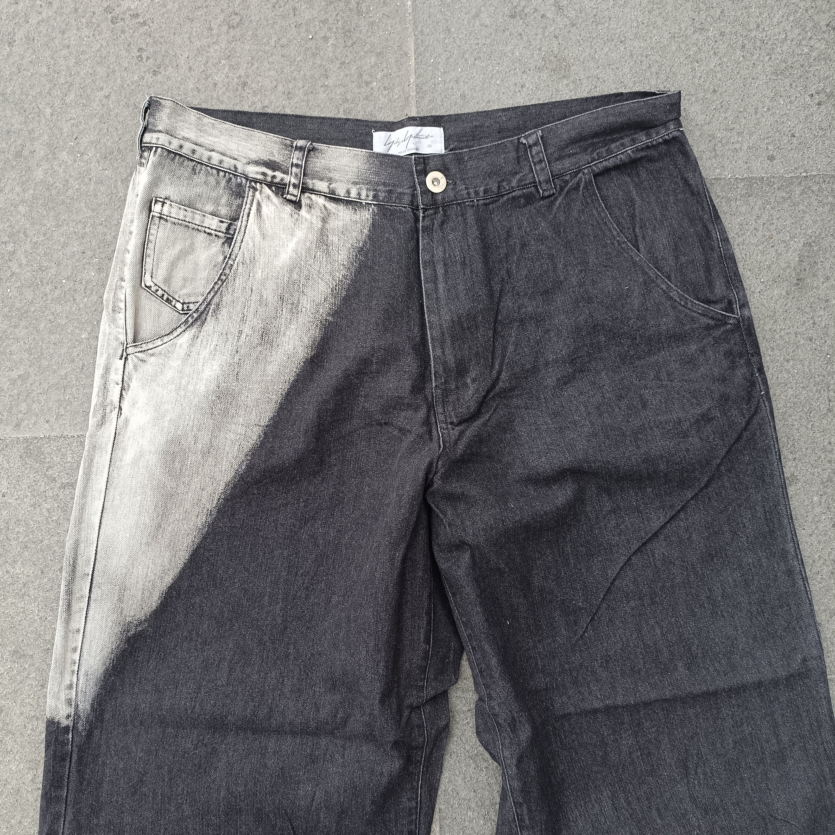 Yohji Yamamoto Yohji Yamamoto Pour Homme Black Wash Spotted Wide Leg Denim Size US 34 / EU 50 - 2 Thumbnail